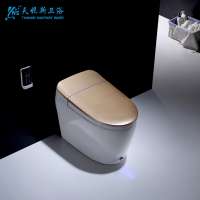 One piece automatic drying remote control siphon  vortex instant heating smart toilet